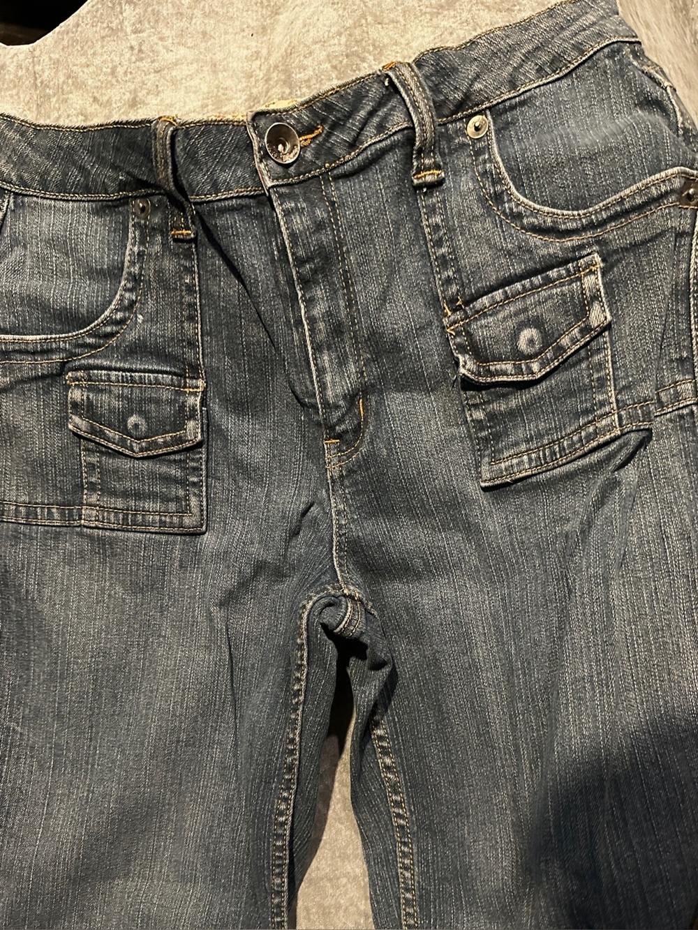 La Blues*Med-Wash Denim cropped Jeans*Vintage*90’s*Wmn Sz~12>GUC